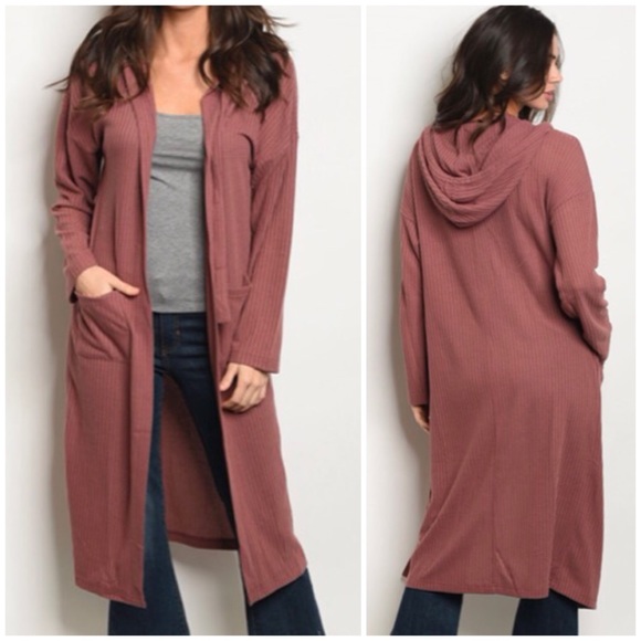 ❄️LAST1️⃣//MAUVE WAFFLE CARDIGAN HOODIE - Picture 3 of 9